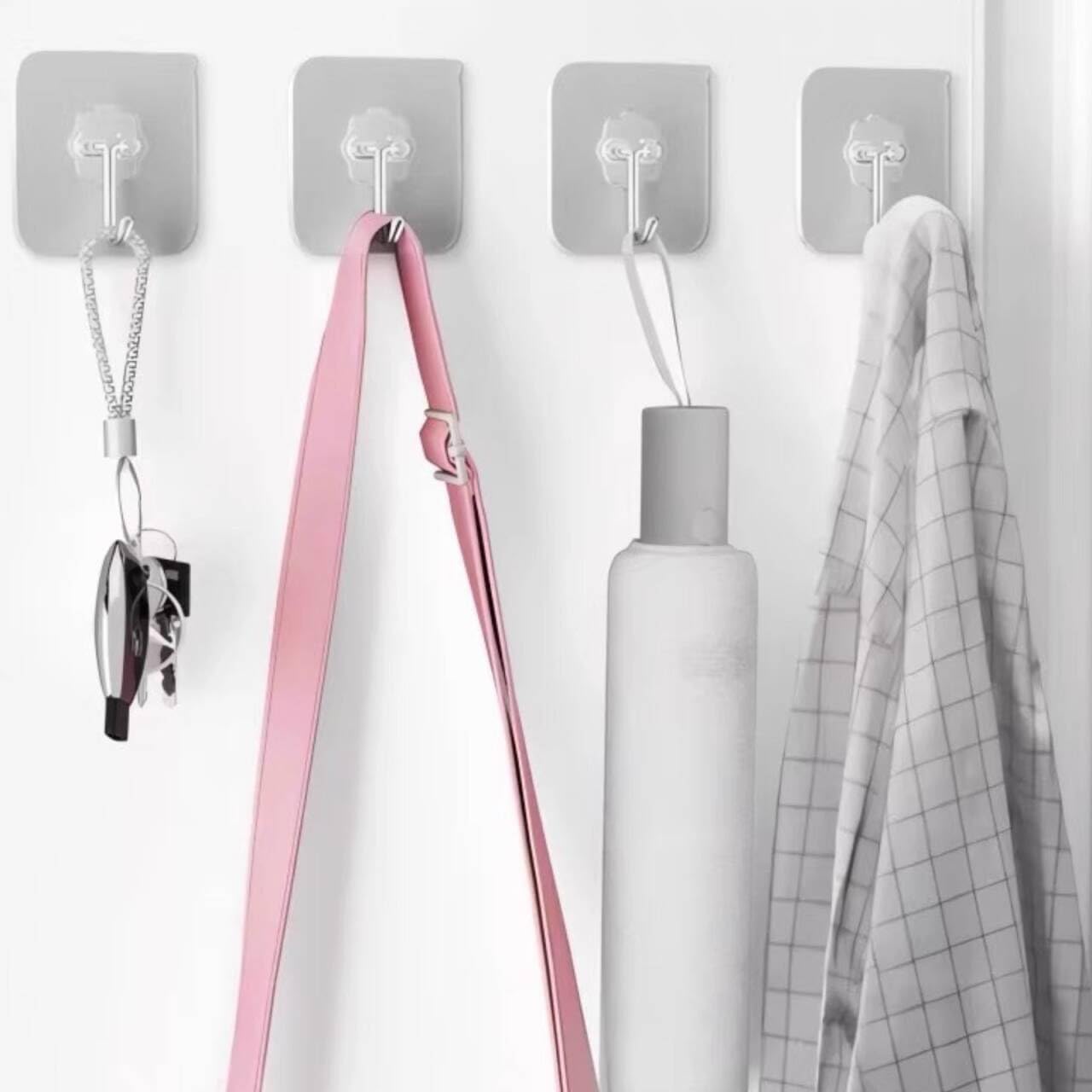 DDMY Adhesive Wall Hooks Clear 50lb(Max) Heavy Duty Hanging Sticky-10 Pack | Heavy Duty Hooks for Walls Hanging 50 lbs No Damage. Waterproof Sticky Transparent Ceiling Hook for Towel/Kitchen/Outdoor - Image 5