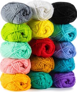 MAQIHAN 15x20g Acrylic Yarn for Crocheting - Soft Knitting Yarn for Crafts | Multicolor Bulk Yarn Skeins for Handicraft. Ideal for Crochet & Knitting Beginners. Adults. Handmade Crafts Essentials